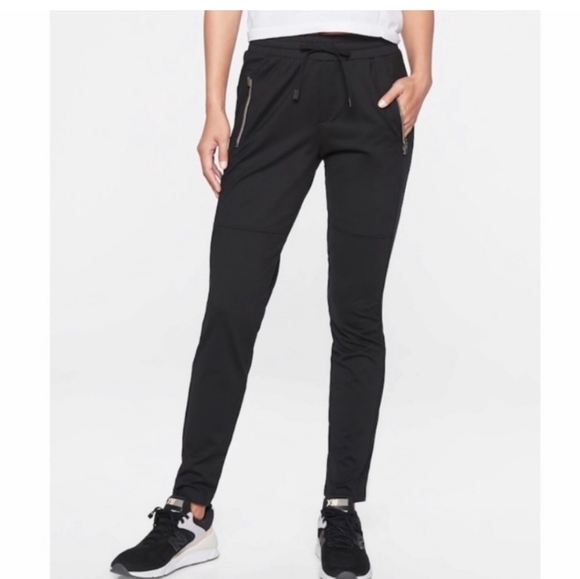 Athleta Hilltop Joggers Blck Zip-Up Side Pockets DrawstringWaist Pants Small - Picture 1 of 10